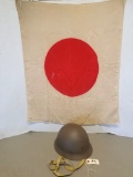 World War II Japanese Helmet & Flag
