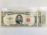 3 - $5.00 Bills