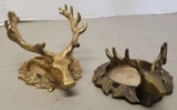 2 - Brass Elk Head  Ash Trays