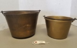 Pair of Brass Iron Forged Drop Handle Buckets