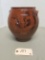 Ovid Redware Vase W/ 2 Handles 3 Rows Incise