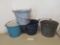 (4) Assorted Agate Buckets