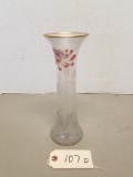 Bohemian Vase with Flower Etching