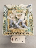 Early Wall Tile with Bare Knuckle Boxing Scene