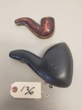 Early Handcarved Tobacco Pipe with Case