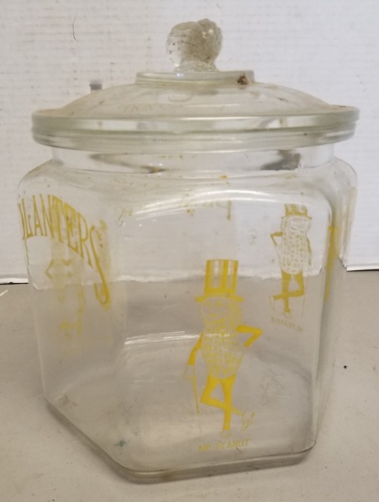 Vintage Glass Planters Peanuts Merchandiser Jar wi