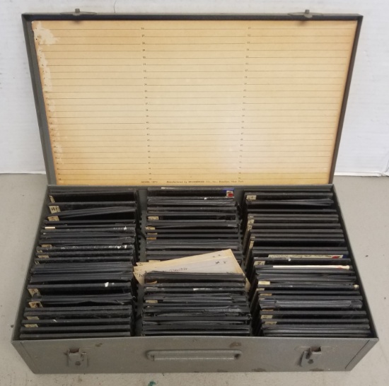 Early Glass Picture Slides in Metal Case