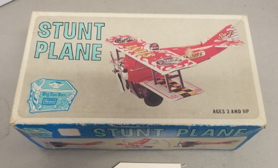 Vintage Sears Big Toy Box Tin Stunt Plane