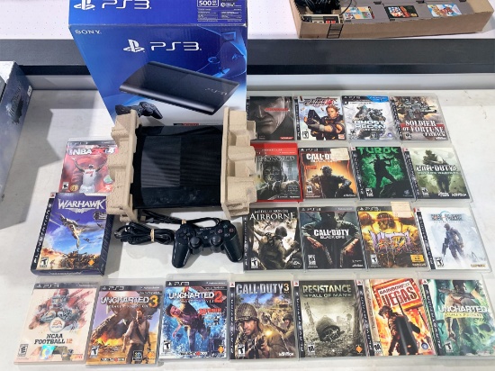 PS3 500GB System in Box & 21 Games