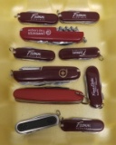 10 Assorted Swiss Army type knives,