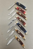 7 unmarked folding knives,