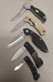 5 assorted folding knives great condition,