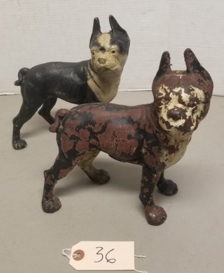 3 Large cast Iron Dogs,