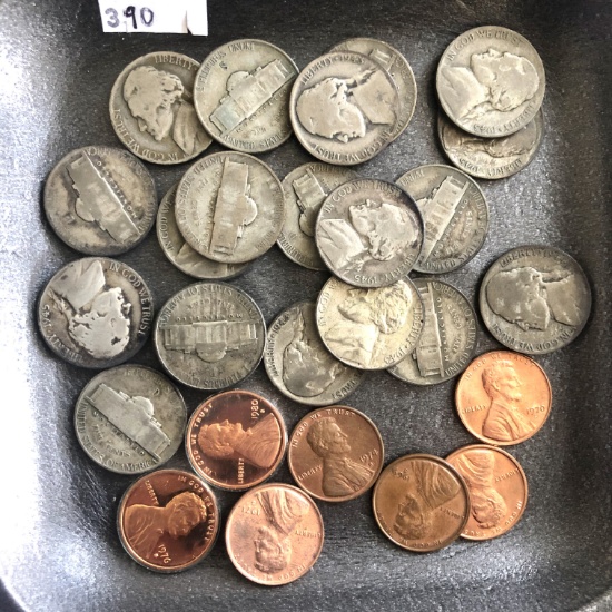 Jefferson "war" nickels, Lincoln Cents,