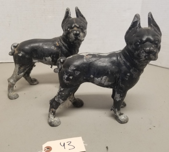 2 Cast Aluminum Dog Figurines,