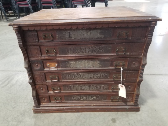 Large 5 Drawer Wooden Spool Cabinet,