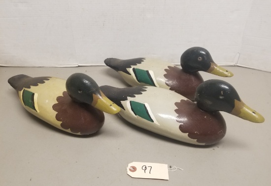 3-Wooden Hand Carved & Painted Duck Decoys