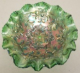 Green Carnival Glass Candy Dish