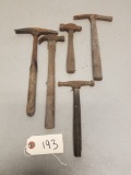 5-Early Wooden Handled Small Hammers