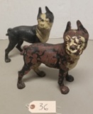 3 Large cast Iron Dogs,