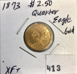 1873, $2 1/2 gold quarter eagle,