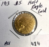 1913 $5 gold half eagle,