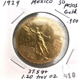 1929 Mexico 50 pesos gold,