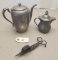 2 Vintage Marked Pewter Pitchers & Candle Snuffer