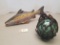 Primitive Wooden Hand Carved Fish & Bouy Ball