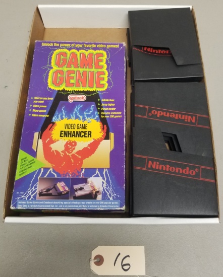 NES Game Genie & (11) Game Holders