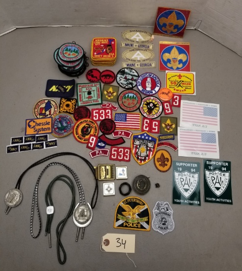 Large Assortment of Boy Scout Patches, Pins & More