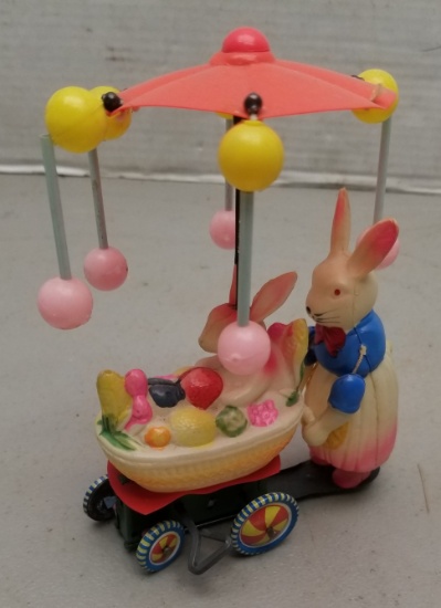 Early Celluloid / Tin Wind-Up Easter Bunny Toy