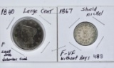 Large Cent, Shield Nickel