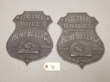 (2) Vintage Heine Safety Boiler Co. Plaques