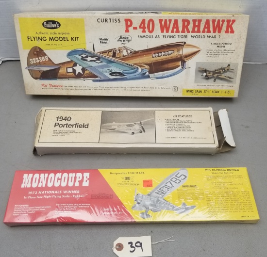 (3) Vintage Model Airplane Kits