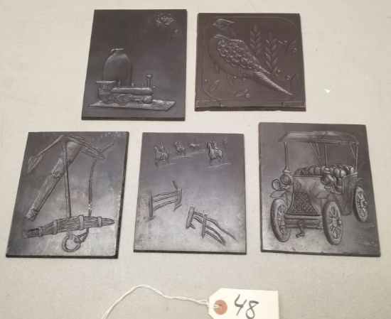(5) Vintage Thermoplate Embossing Plates
