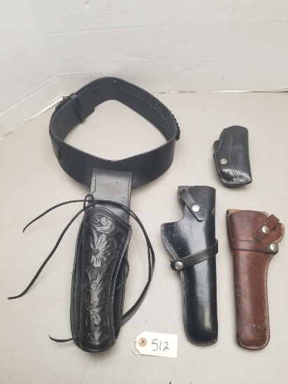 (4) Used Vintage Leather Gun Holsters