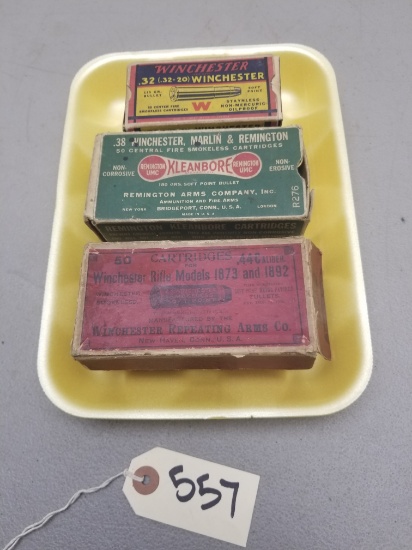 (3) Vintage Ammo Boxes with Ammo