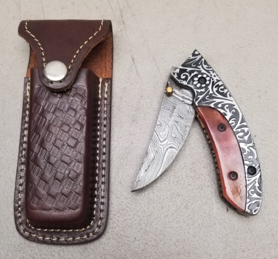 Handmade Custom Damascus Steel Folding Knife
