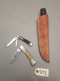 (2) Camillus Folding Knives w/ Custom Fixed Blades