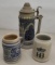 3 - Assorted Stoneware Beer Mugs