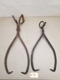 2-Pair of Large Antique Ice Tongs