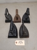 (5) Antique Cast Iron Sad Irons