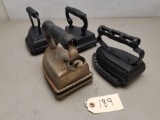 (4) Vintage Sad Irons with Trivets