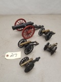 (5) Cast Iron / Brass Toy Cannons
