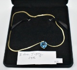 14k Necklace with Blue Topaz,