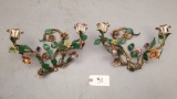 Pair of Vintage Iron Hand-Painted Candle Sconces