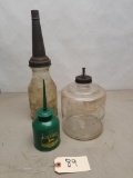 3 - Vintage Oil Containers with Spouts