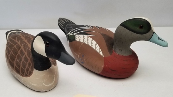 2 - Sicned Hornick Bros Wooden Duck Decoys