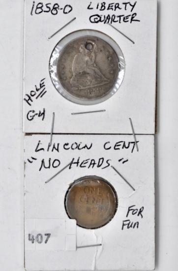 Seated Quarters, Lincoln Cent,